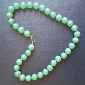Vintage Green Glass Beaded Statement Necklace 21.5" Long